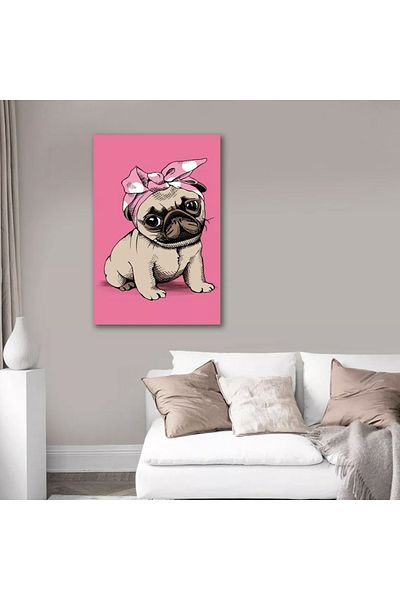 PUFO Tablou cu un pug drăguț pentru cameră, 38 cm