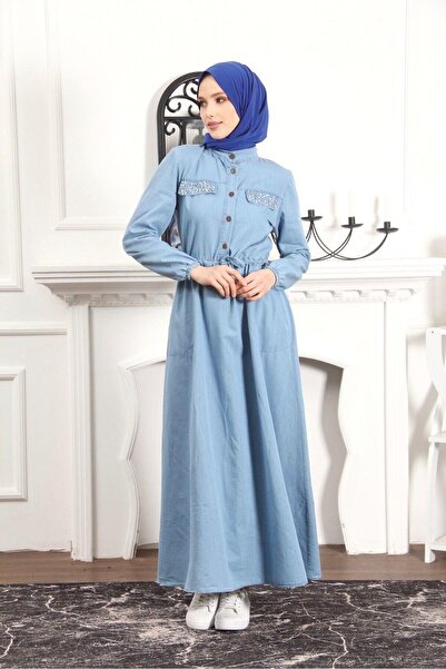 HARMAN BUTİK ΓΥΝΑΙΚΕΙΟ ΤΖΙΝ ΦΟΡΕΜΑ ΜΕ ΠΕΡΛΕΣ ΠΕΤΡΑ ΛΕΠΤΟΜΕΡΗΣ ΜΕ ΜΕΣΗ