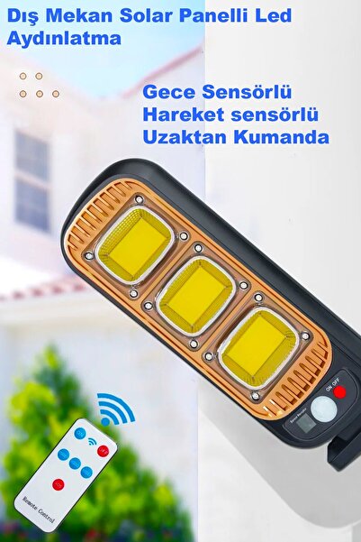 ERTEKPA Solar Panel Led Dış Mekan Aydınlatma  Su Geçirmez Duvar Lambası Uzaktan Kumanda Led Hareket Sensörü