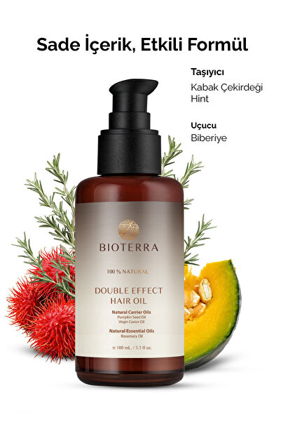 Bioterra Saç Bakım Yağı Double Effect Hair Treatment Oil 100 ml - Saç Köklerini Besleyici Ve Onarıcı Etki