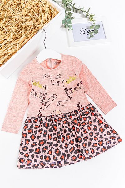Babymod Leopard Patterned Cat Printed Baby Girl Dress