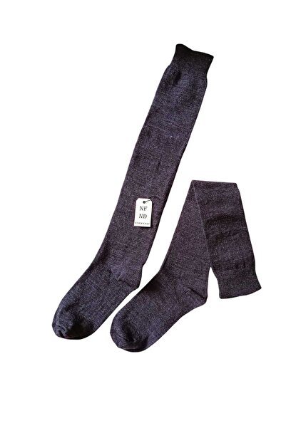 ENEFENDİ Mother Socks 2Pairs Knee High Thick Warm Lycra Flexible Wool Comfortable Long Socks 36-40 Smoked Beige Gift