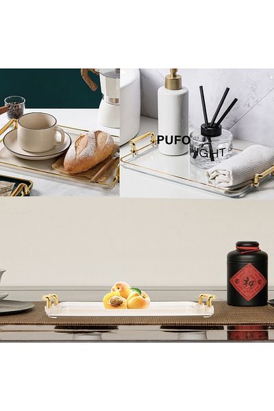 PUFO Tavă decorativă elegantă pentru servirea aperitivelor, prăjiturilor, fructelor, cu mânere rotunde, 36 cm