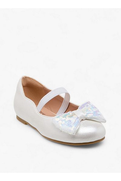 Juniors Bow Accent Ballerina Shoes with Elastic Closure