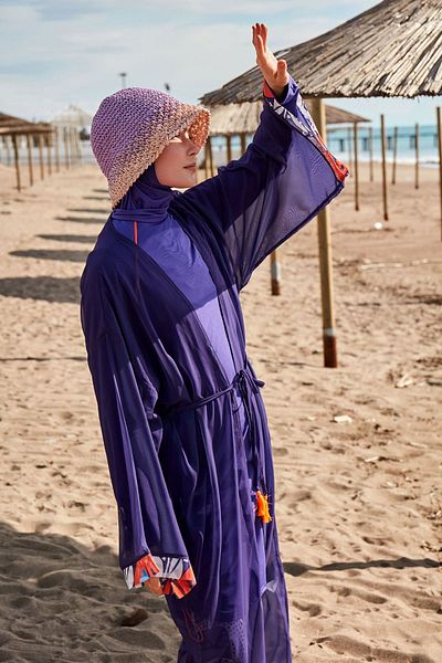 Marina Purple Patterned Kimono Kaftan - P2420