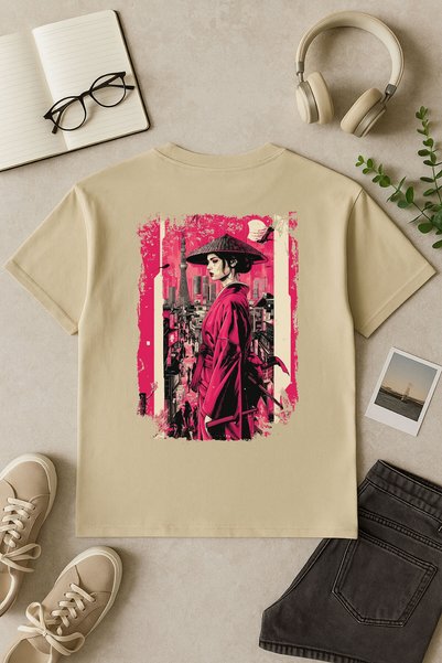 By Caspita Fashion Lenithra Geisha ruksak Štampano unisex Oversize kroj bež T...
