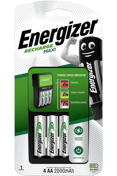 Energizer Charger Maxi for AA & AAA Batteries With 2 AA Rechargeable Batteries