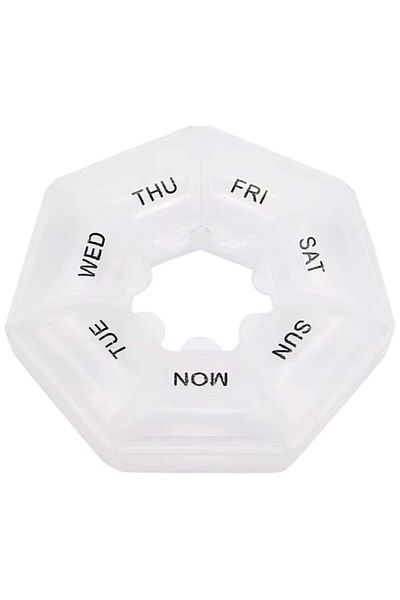 PUFO Round box for organizing medications, vitamins or supplements for a week, Pufo Pill, 9 cm