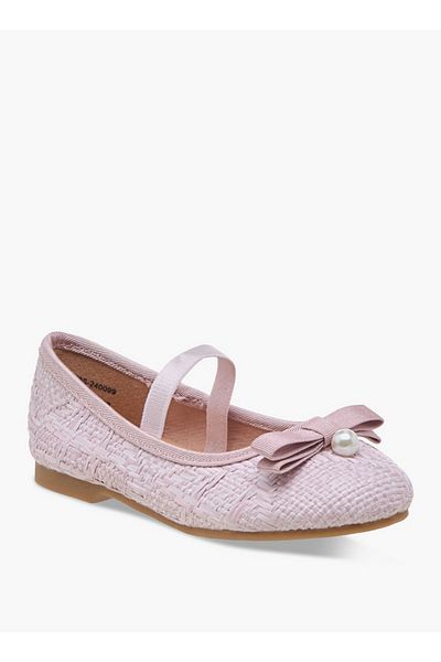 Juniors Bow Accent Ballerina Shoes with Elasticated Strap