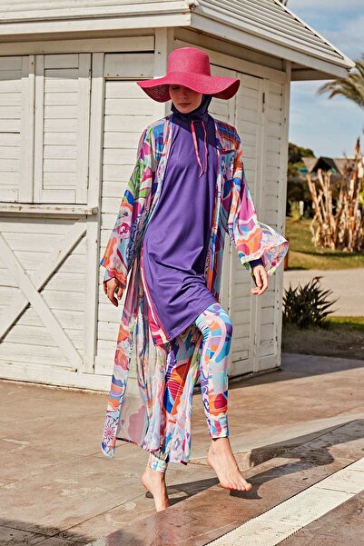 Marina Renkli Kimono Kaftan P2424