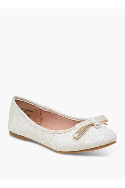 Little Missy Bow Applique Slip-On Ballerina Shoes