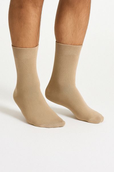 Ducks Socks Мъжки бежови бамбукови чорапи, 6 броя, безшевни дълги чорапи в кутия, перащи се