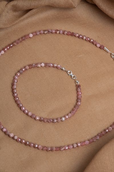 OSMANLI DEĞERLİ TAŞ Certified Rhodochrosite Natural Stone Necklace and Bracelet Set