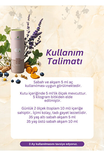 İtimat Bitkisel 1995 Kadınlara Özel Hayıt Tohumu - Aslan Pençesi - Papatya - Yaban Mersini - Zerdeçal Ekstraktı 250ml