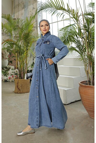 HARMAN BUTİK ΓΥΝΑΙΚΕΙΟ ΤΖΙΝ ΦΟΡΕΜΑ ΜΕ ΚΕΝΤΗΤΑ ΜΕ ΧΑΝΤΡΕΣ