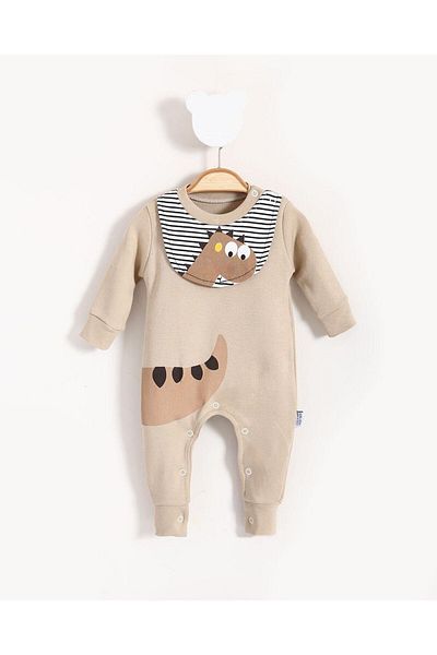 Bubito Baby Romper with Dinosaur Image and Bib Detail