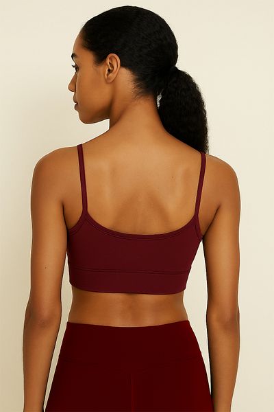 HNX Thin Strap Recovery Sports Bustier |   Burgundy