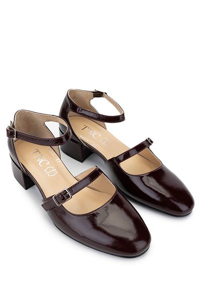 Tamer Tanca Women's Genuine Leather Claret Red Patent Leather Heeled Shoes