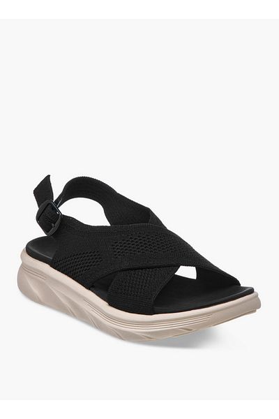 Flora Bella by Shoexpress Textured Cross Strap Sandals with Buckle Closure