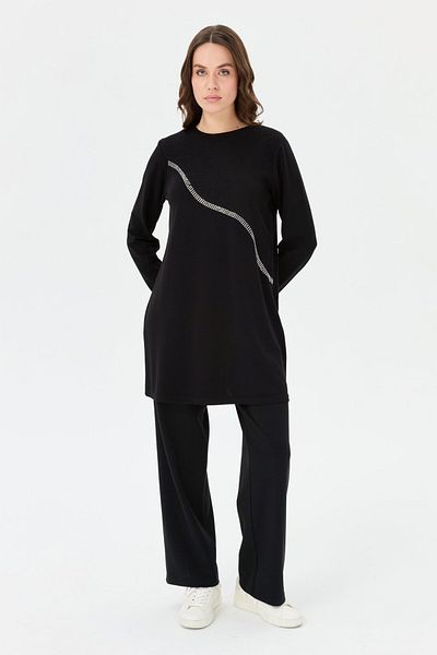 Esswaap Stone Detailed Comfortable Tunic Black