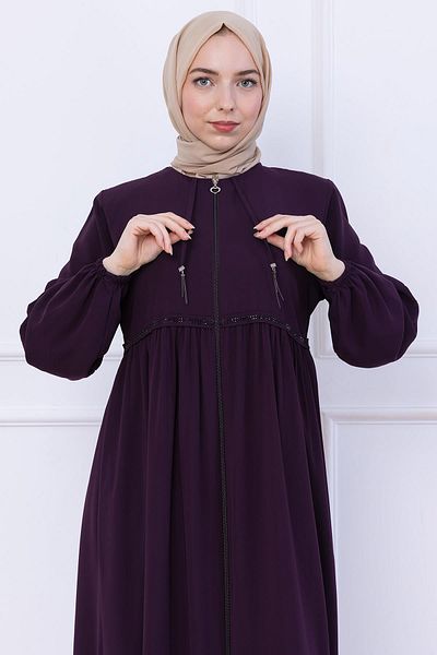 hafsamina Shirred Stone Ferace Plum Hm2732