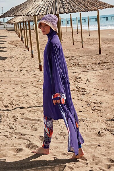 Marina Καφτάν κιμονό με μωβ σχέδιο - P2420