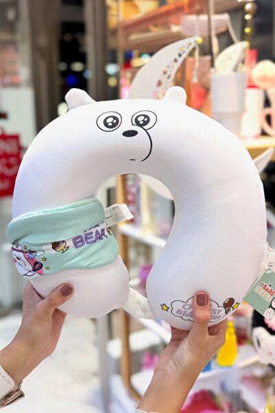 Miniso We Bare Bears Lisanslı Uyku Gözlüklü Boyun Yastığı - Kutup Ayısı