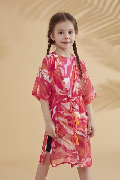 Marina Παιδικό μοτίβο φούξια κιμονό Kaftan P2335
