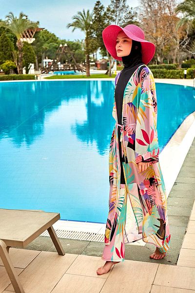 Marina Patterned Colorful Kimono Kaftan P2410