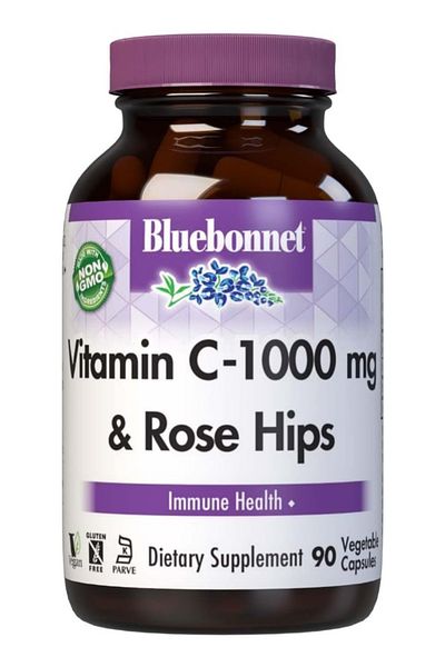 Bluebonnet Nutrition Vitamin C-1000 mg Plus Rose Hips Vegetable Capsules