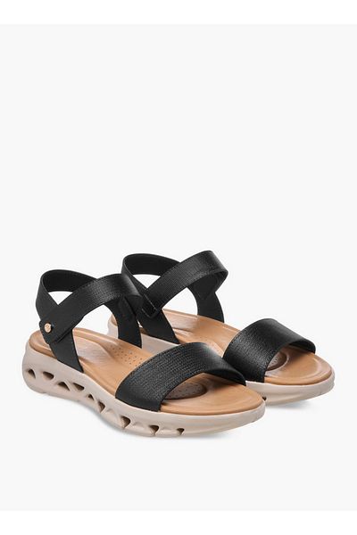 Flora Bella by Shoexpress Textured Strap Sandals with Hook and Loop Closure