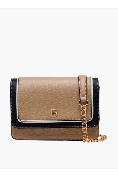 Flora Bella by Shoexpress Textured Crossbody Bag with Chain Strap and Flap Closure