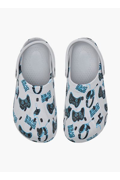 Aqua Gamer Print Clogs with Backstrap