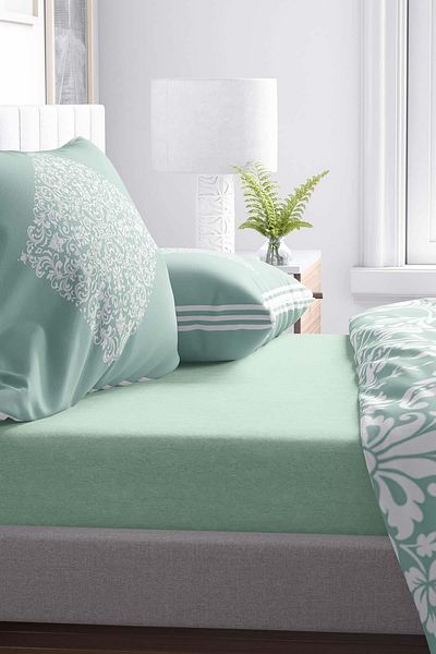 Rivaİstanbul Green Cotton Double Elastic Bed Sheet 160X200