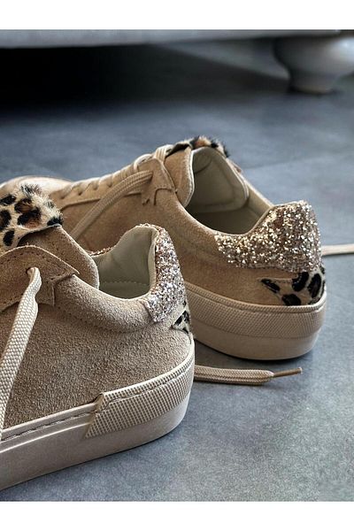 Zuum Pantofi de damă Icona 100% piele de căprioară autentică - bej și leopard