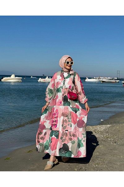 HARMAN BUTİK Ethnic Patterned Modal Women's Dress