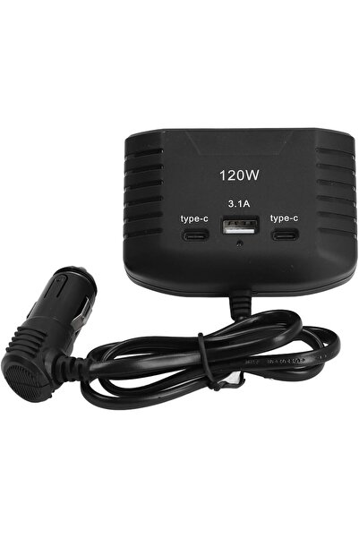 ROGGER 3 lü Çakmak Soketi 120W Çakmaklık Çoğaltıcı 2 Usb 1 Type-c Araç Şarj Cihazı Çakmak Çoklayıcı