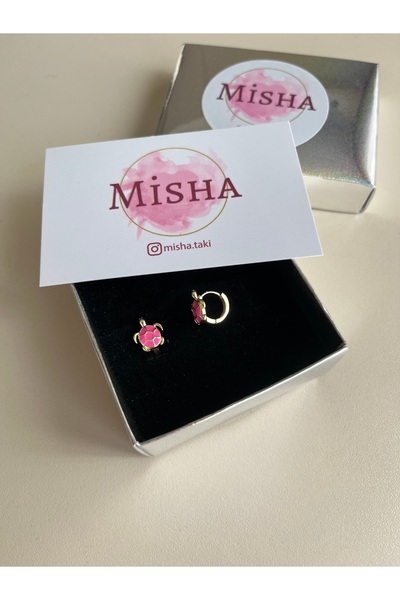 Misha Takı Aksesuar Pembe Kaplumbağa Çelik Çocuk Küpesi