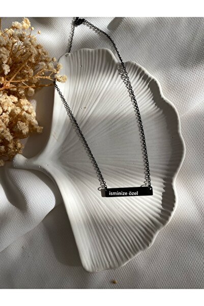 saren aksesuar & takı Steel Name Writable Plate Necklace