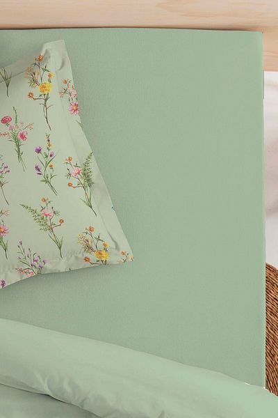Rivaİstanbul Green Cotton Double Elastic Bed Sheet 160X200