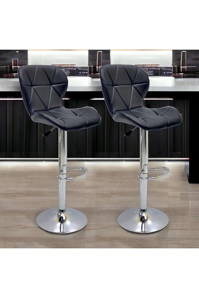 MAPLE HOME DECORATION Maple Home High Bar Chair Counter Stool Leather Steel Legs Footrest Restaurant Pub Living (2 PCs)