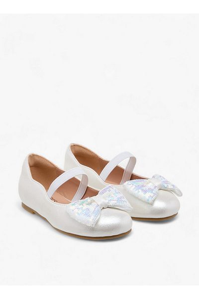 Juniors Bow Accent Ballerina Shoes with Elastic Closure