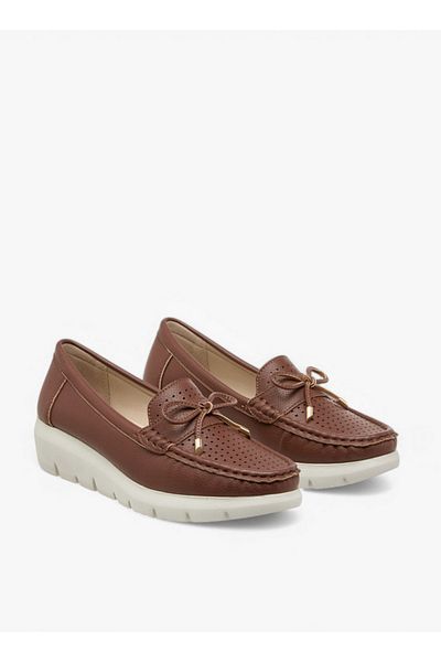 Le Confort Bow Accent Slip-On Moccasins with Wedge Heels
