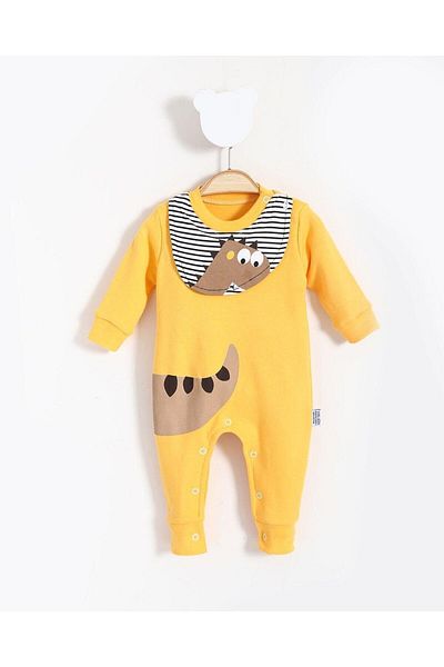 Bubito Baby Romper with Dinosaur Image and Bib Detail