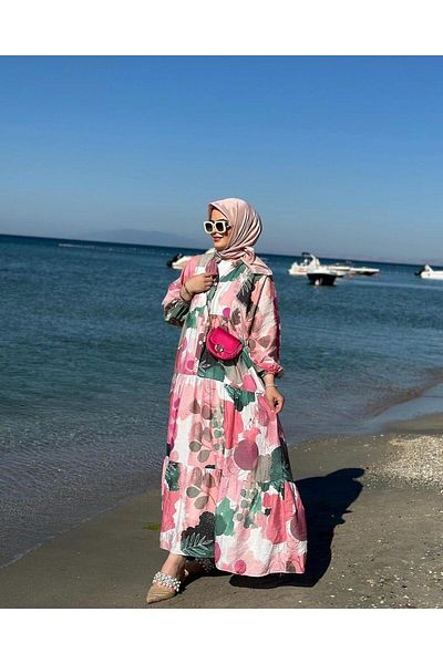 HARMAN BUTİK Ethnic Patterned Modal Women's Dress