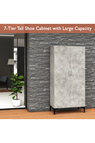 Mahmayi Modern Tall Shoe Cabinet 7 Shelves, Perfect for Entryways Solution for Shoe Collection