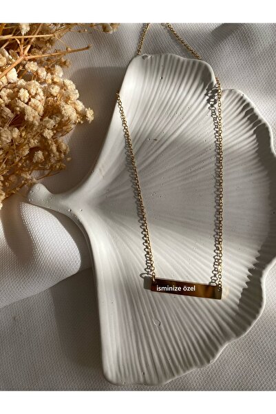 saren aksesuar & takı قلادة لوحة قابلة للكتابة باسم الفولاذ