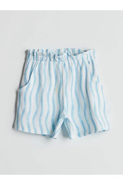 LC Waikiki Pantaloni scurți pentru fete cu talie elastică albastrăS5L576Z4