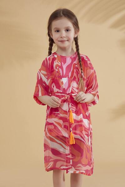 Marina Παιδικό μοτίβο φούξια κιμονό Kaftan P2335