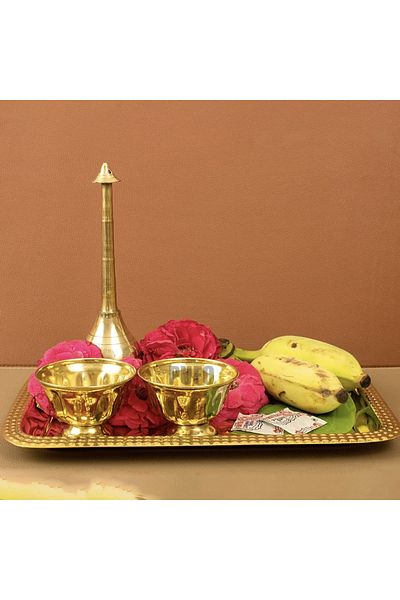PUFO Tavă metalică elegantă, aurie, pentru servirea aperitivelor, prăjiturilor, fructelor, 27 cm